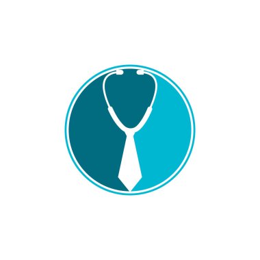Tıbbi iş logosu tasarım şablonu. Tıbbi işler logosu kravat ve steteskop logosuyla ilham veriyor..