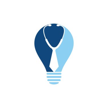 Tıbbi iş ampulü logo tasarım şablonu. Tıbbi işler logosu kravat ve steteskop logosuyla ilham veriyor..