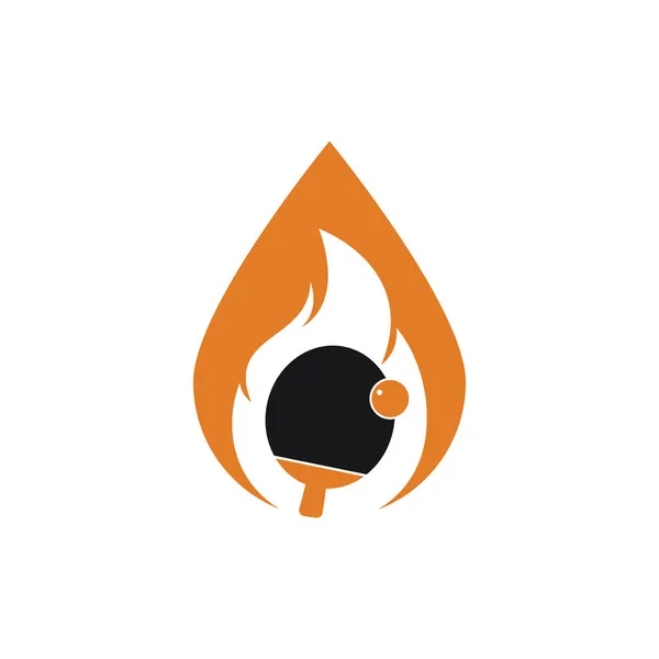 Fire Ping Pong Goccia Forma Logo Icona Modello Design Ping — Vettoriale Stock