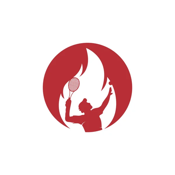 Oheň Tenista Logo Ikony Design Šablony Design Loga Tenisového Sportovního — Stockový vektor