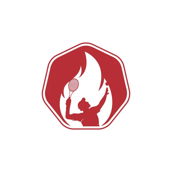 Ateş Tenisçi Logosu Tasarım Şablonu Tenis Sporu Vektör Logosu Tasarımı — Stok Vektör