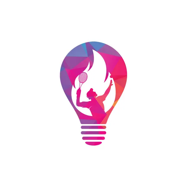 Pożar Tenisista Kształt Żarówki Wzór Projektu Ikony Logo Tenis Sportowe — Wektor stockowy