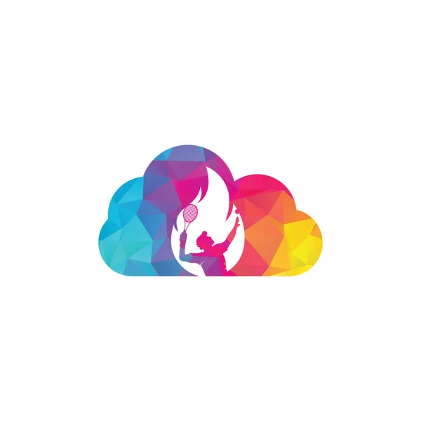 Feuer Und Tennisspieler Wolke Form Logo Symbol Design Vorlage Design — Stockvektor