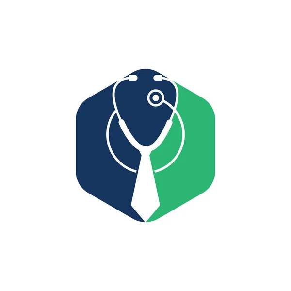 医療仕事ロゴデザインテンプレート タイと聴診器のロゴデザインと医療の仕事のロゴインスピレーション — ストックベクタ
