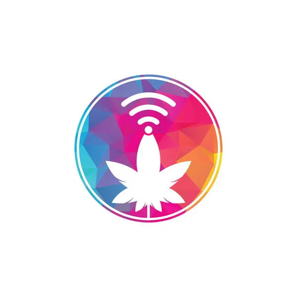 Cannabis Wifi Vector Logo Design Cáñamo Señal Símbolo Icono — Vector de stock