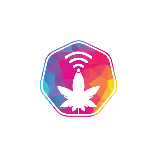 Cannabis Wifi Vector Logo Design Cáñamo Señal Símbolo Icono — Vector de stock