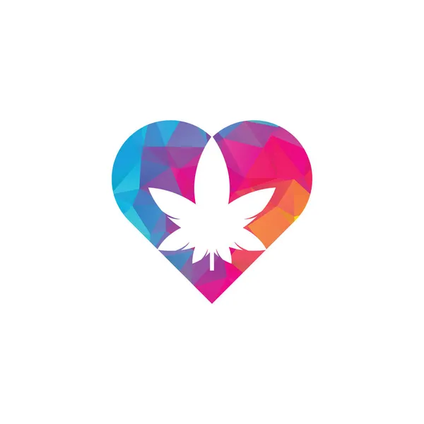 Concepto Corazón Cannabis Logo Design Cannabis Hoja Naturaleza Logo Vector — Vector de stock