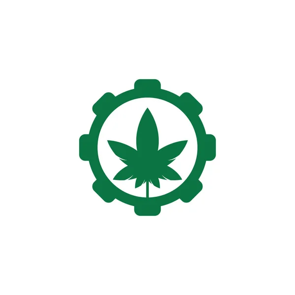 Cannabis Getriebekonzept Logo Design Cannabis Blatt Natur Logo Vektor Symbol — Stockvektor