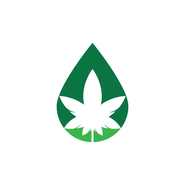 Cannabis Drop Koncept Logo Design Cannabis Blad Natur Logotyp Vektor — Stock vektor