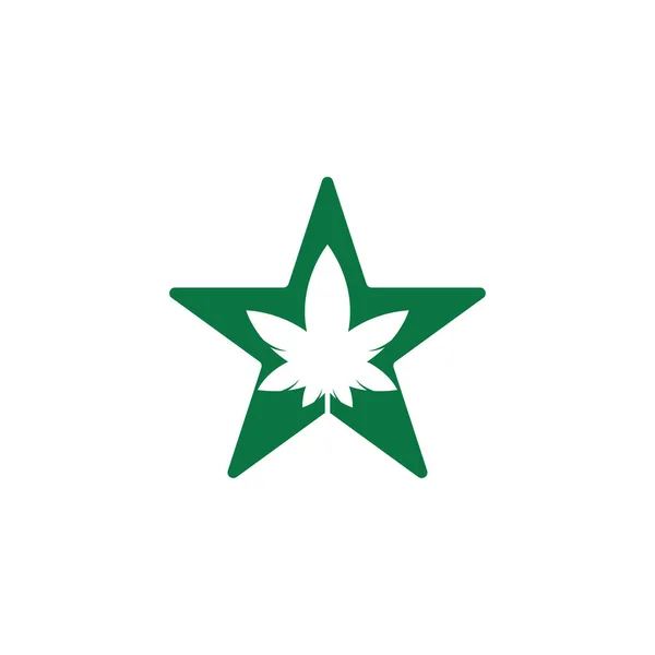 Konopná Hvězda Koncept Logo Design Konopný List Příroda Logo Vektor — Stockový vektor