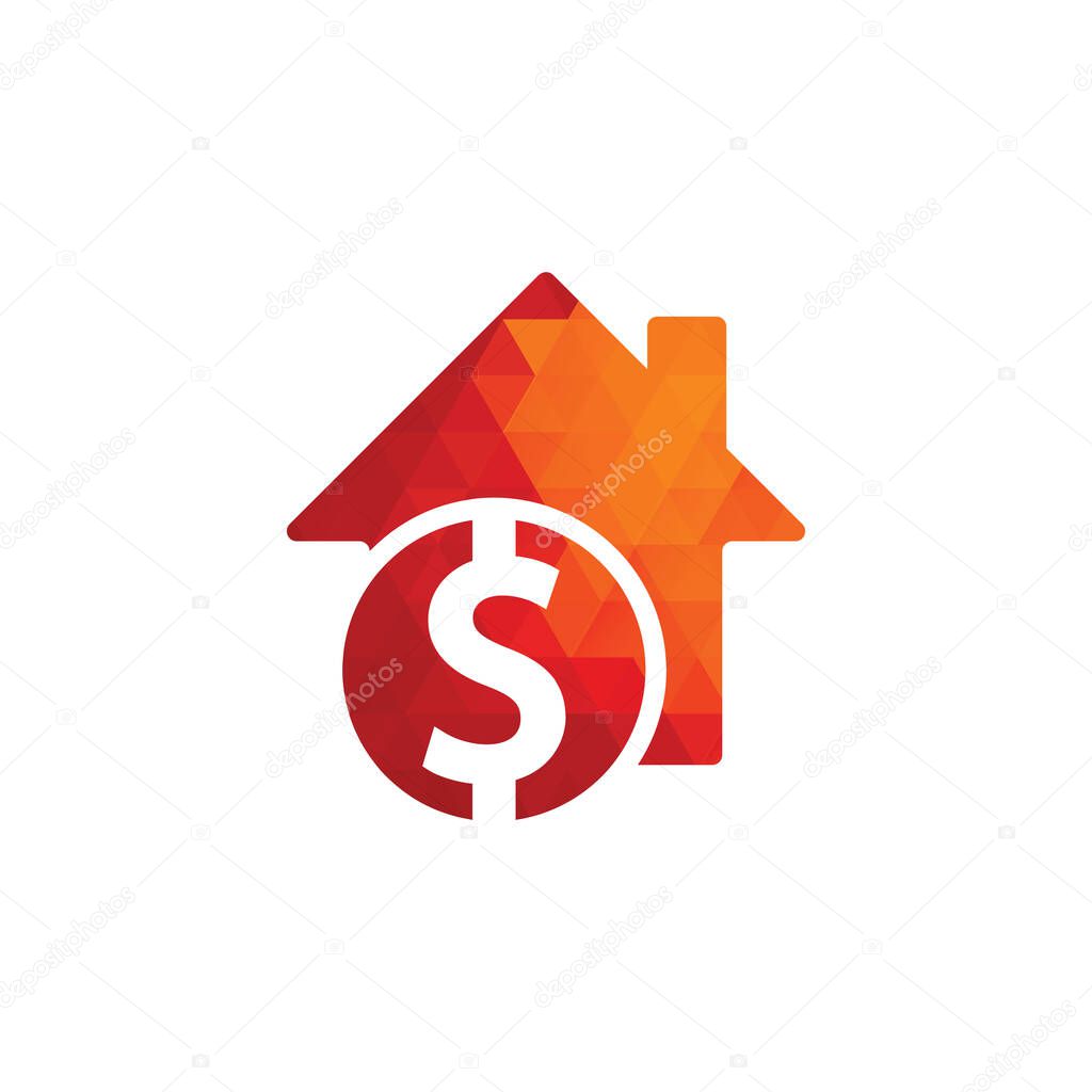 Home Pay Logo Template Design Vector. Coin and real estate logo combination. Money and house symbol or icon