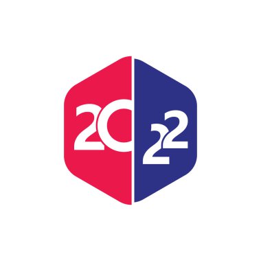 2022 mutlu yıllar. Yaratıcı kavram logosu 2022. Kutlama ve sezon dekorasyonu için tipografi içeren renkli tasarım şablonu.