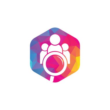 İnsanlar logo bulur. Büyüteç logosu. loupe ve insanlar logo tasarım simgesi