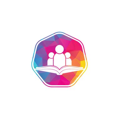Kitap ve insanların logosu. Eğitim logosu, insanlar ve kitap simgesi.
