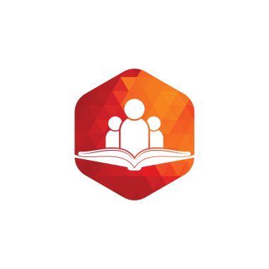 Kitap ve insanların logosu. Eğitim logosu, insanlar ve kitap simgesi.