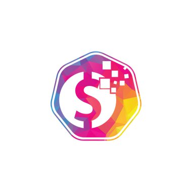 Para logosu tasarımı. Dijital para logo şablonu.