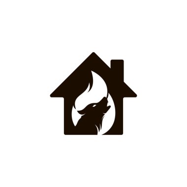 Kurt ateşi ev konsepti konsept vektör logo tasarım şablonu