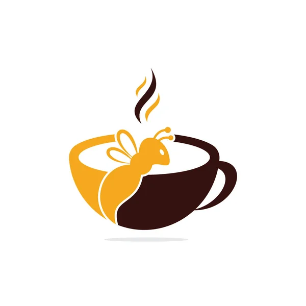 Café Abelha Logotipo Inspiração Modelo Design Café Bebida — Vetor de Stock