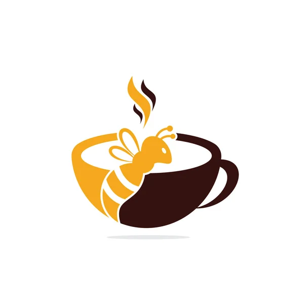 Inspiracja Logo Pszczoły Kawy Wzór Kawiarni Lub Napojów — Wektor stockowy