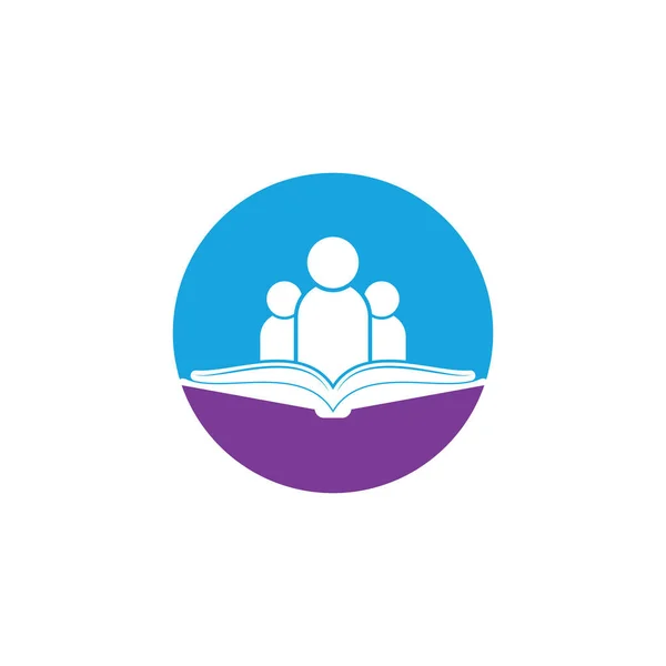Książka Ludzie Serca Kształt Logo Koncepcji Logo Edukacji Ludzie Ikona — Wektor stockowy