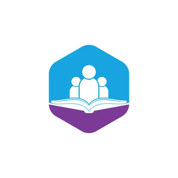 Książka Ludzie Serca Kształt Logo Koncepcji Logo Edukacji Ludzie Ikona — Wektor stockowy