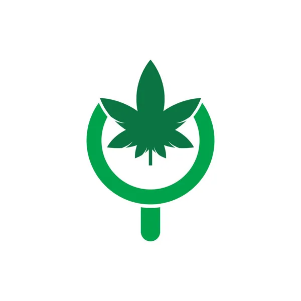 Cannabis Search Logo Design Vector Template Combinación Hoja Marihuana Logotipo — Vector de stock