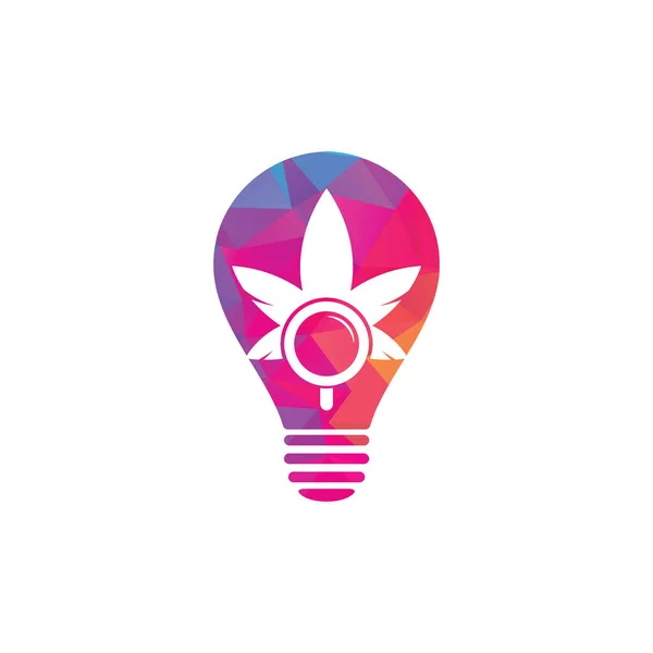 Cannabis Search Lampenform Logo Design Vektor Vorlage Marihuana Blatt Und — Stockvektor