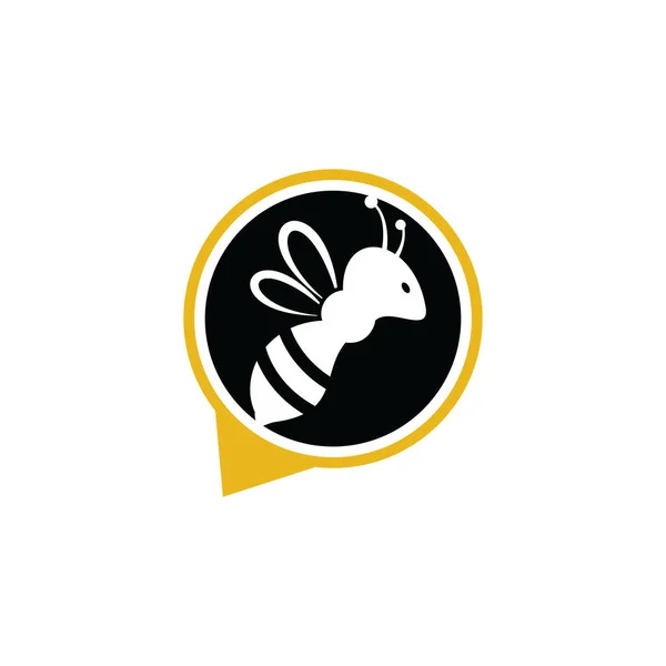 Bee Chat Logo Vector Design Illustration — Stock Vector