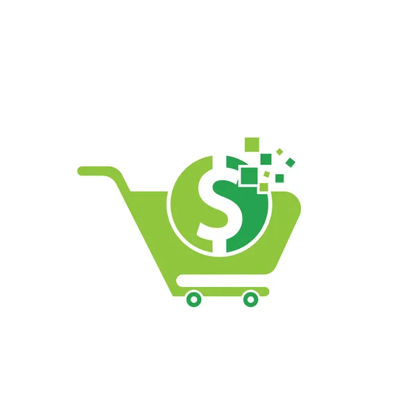 Dollar Winkelwagen Vector Icoon Geld Trolley Eenvoudige Solide Pictogram Fast — Stockvector