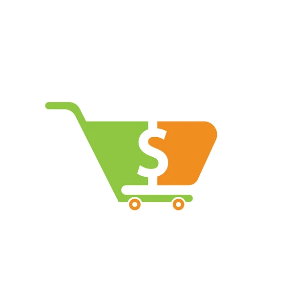 Dollar Winkelwagen Vector Icoon Geld Trolley Eenvoudige Solide Pictogram Fast — Stockvector