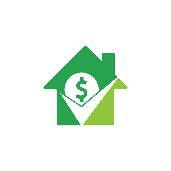 Money check home shape concept logo design. Cash Icon symbol design. Good payment logo template