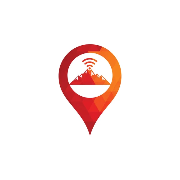 Wifi Mountain Gps Σχήμα Έννοια Logo Εικονίδιο Σχεδιασμός Πρότυπο Εικονιδίου — Διανυσματικό Αρχείο
