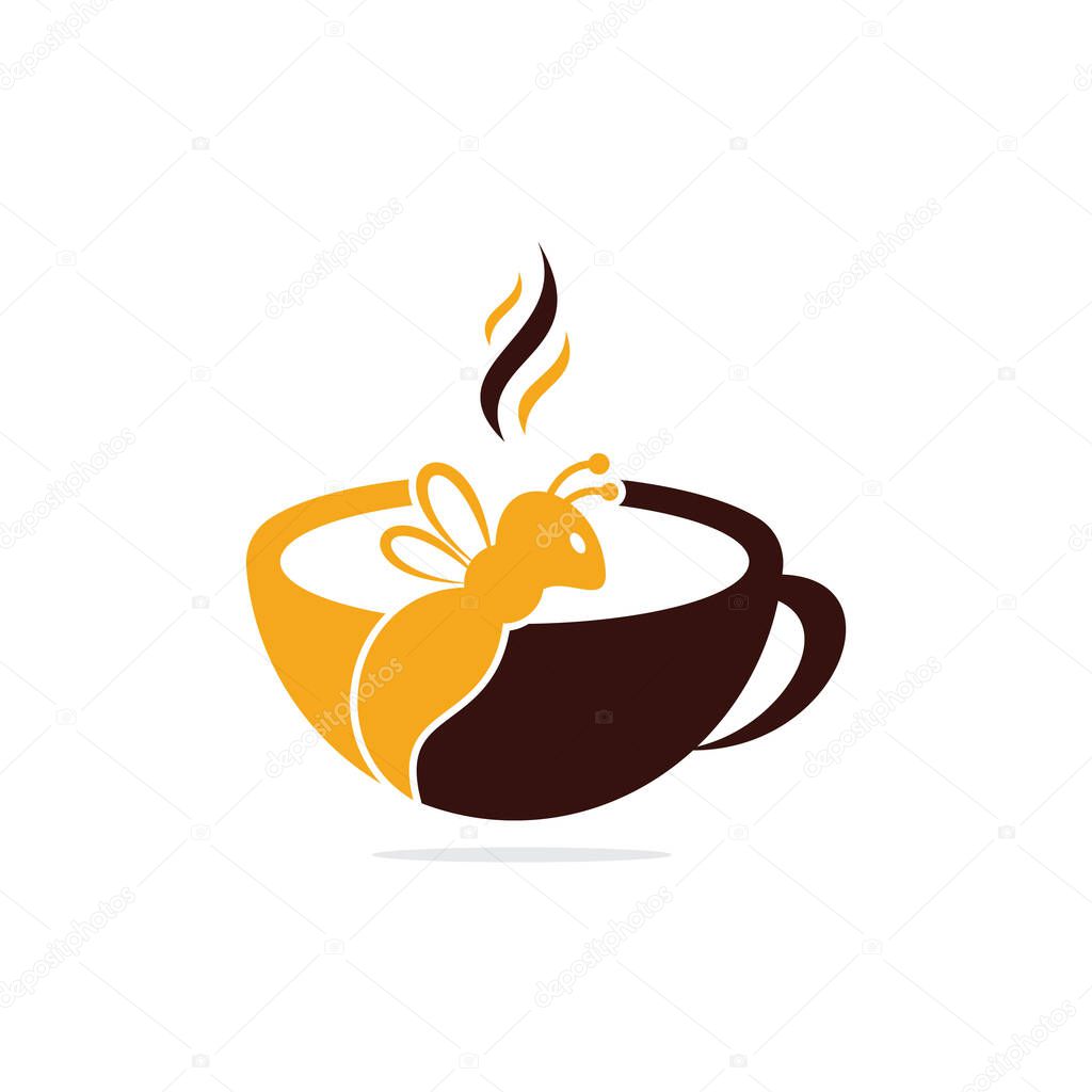 Coffee bee logo inspiration. Cafe or drink design template.