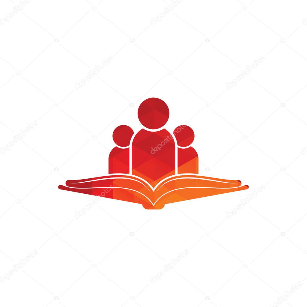 Book and people logo concept. Education logo, people and book icon.