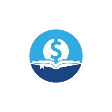 Para Defteri Simgesi Logo Tasarım Elemanı. Doller ve logolu kitap simgesi.