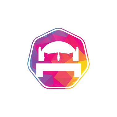 Yatak vektör logosu tasarımı. Yatak mağazası simgesi logosu tasarımı.