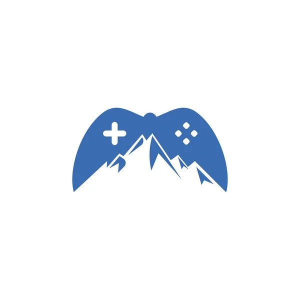 Mountain Spel Logotyp Design Bergskonsol Ikon Mall — Stock vektor