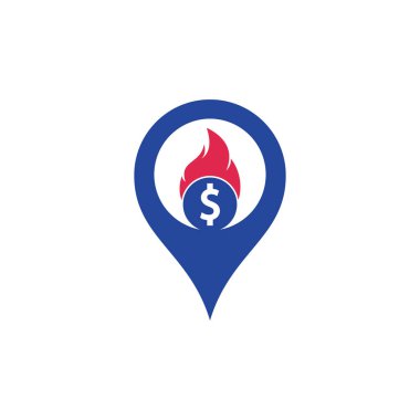 Fire Money GPS konsept logo tasarım şablonu. Para Ateşleme Logosu Şablonu