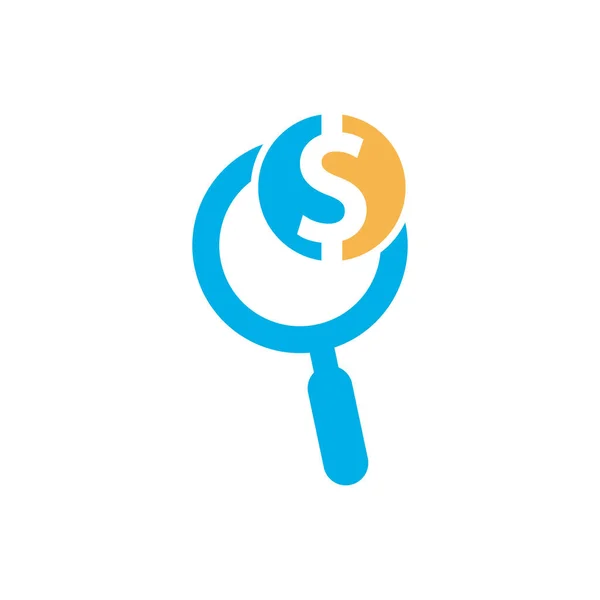 Desain Templat Logo Icon Pencarian Uang Koin Dan Logo Kombinasi - Stok Vektor