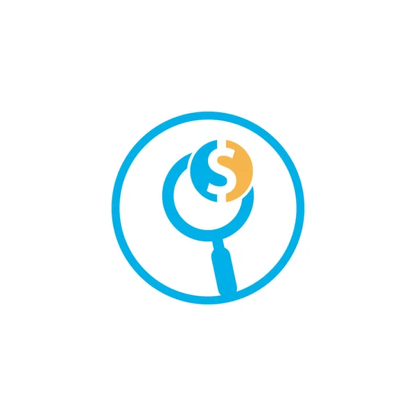 Desain Templat Logo Icon Pencarian Uang Koin Dan Logo Kombinasi - Stok Vektor
