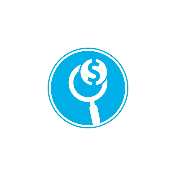 Diseño Plantilla Icono Logotipo Búsqueda Dinero Combinación Logotipo Moneda Lupa — Vector de stock
