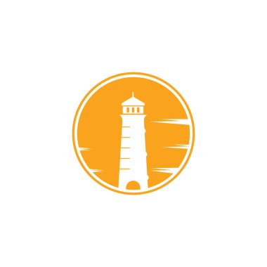 Deniz feneri logosu şablonu. Deniz feneri logo vektörü oluşturuluyor.