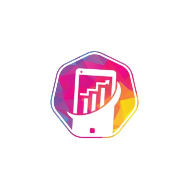 Mobil Grafik Logo Şablonu Tasarımı. Telefon analizi pazarlama vektör logo şablonu