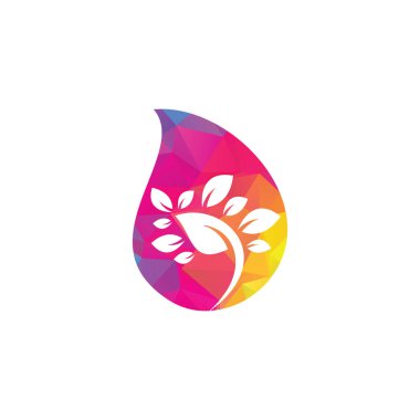 Yaprak damlası şekli logo şablonu. Ağaç yaprağı logo şablonu tasarım vektörü, simge illüstrasyonu