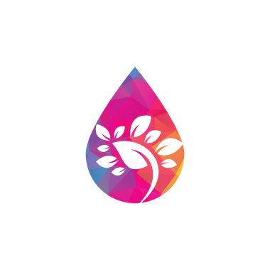 Yaprak damlası şekli logo şablonu. Ağaç yaprağı logo şablonu tasarım vektörü, simge illüstrasyonu