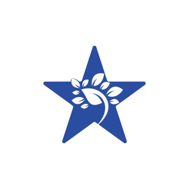 Yaprak yıldızı şekilli logo şablonu. Ağaç yaprağı logo şablonu tasarım vektörü, simge illüstrasyonu.