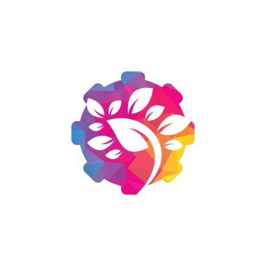 Yaprak teçhizatı şekilli logo şablonu. Ağaç yaprağı logo şablonu tasarım vektörü, simge illüstrasyonu.