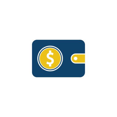 Cüzdan Logosu Tasarımı. Cüzdan parası logosu simgesi. Dolar logo şablonu vektörlü cüzdan