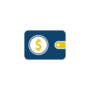 Cüzdan Logosu Tasarımı. Cüzdan parası logosu simgesi. Dolar logo şablonu vektörlü cüzdan