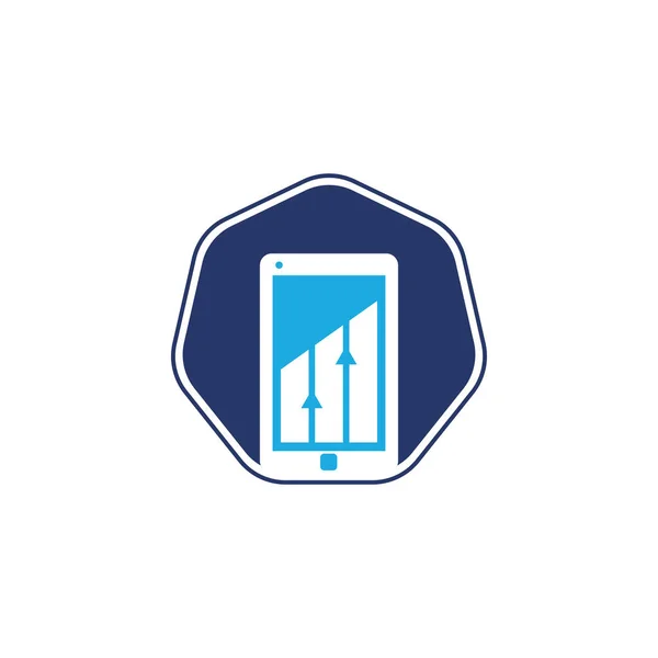 Mobil Grafik Logo Şablonu Tasarımı Telefon Analizi Pazarlama Vektör Logo — Stok Vektör